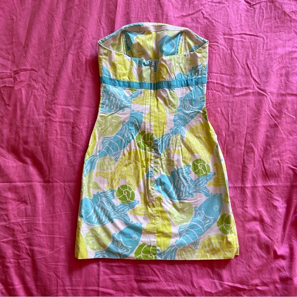 Vintage White Tag Lilly Pulitzer, “Clearwater” print strapless dress, size 0 - Picture 7 of 10